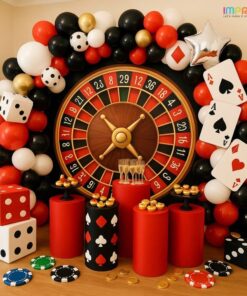 Teen Patti Red & Gold Card Party Backdrop - Image 3