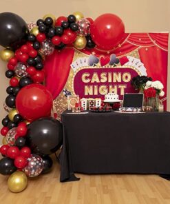 Teen Patti Red & Gold Card Party Backdrop - Image 2