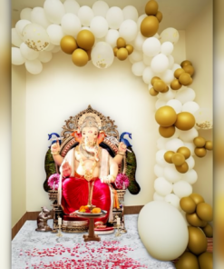 White & Gold Ganpati Balloon Arch