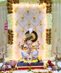 White & Gold Ganpati Balloon Arch - Image 3