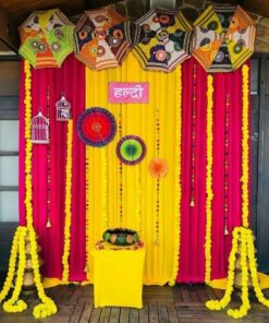 Yellow Kite & Marigold Haldi Backdrop - Image 4