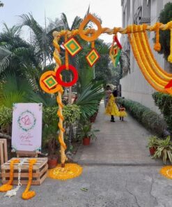 Yellow Kite & Marigold Haldi Backdrop - Image 3