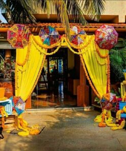 Yellow Kite & Marigold Haldi Backdrop - Image 2