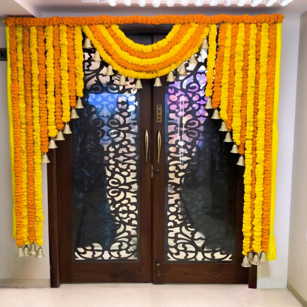 Yellow & Orange Garland Diwali Entrance Decor