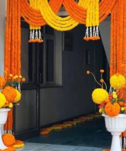 Yellow & Orange Garland Diwali Entrance Decor - Image 3