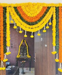 Yellow & Orange Garland Diwali Entrance Decor - Image 2