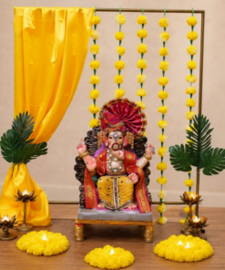 Yellow Satin & Marigold DIY Ganpati Backdrop